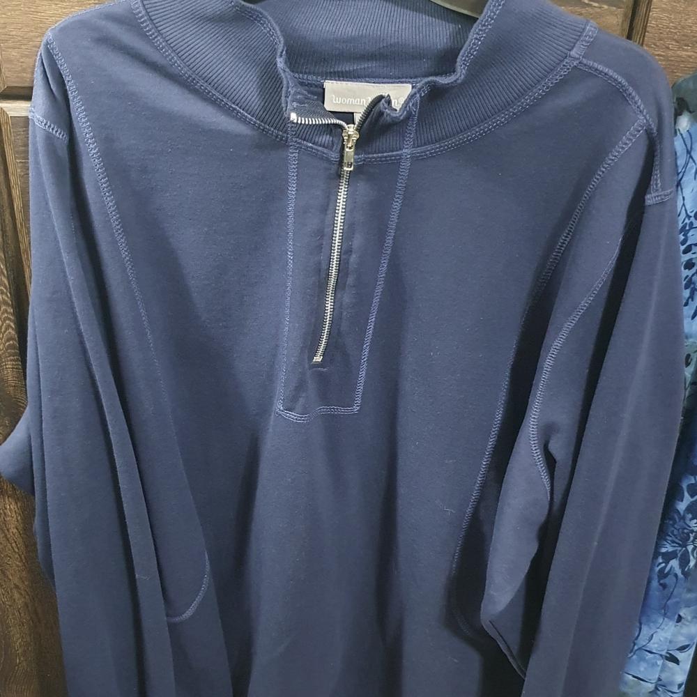 Navy Half-Zip Pullover By Woman Within 3x